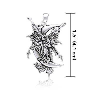 Amy Brown Stargazer Moon Fairy ~ Sterling Silver Jewelry Pendant TP1667 - Jewelry
